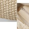 Knitting Straw Shoulder Bag Hollow Wave Large Capacity Tote Bag With Lining (Light Brown) - Image 7