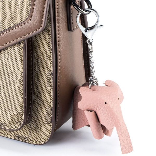 Leather Cute Elephant Keychain Car Key Pendant Bag Doll Decoration (Black) - Image 8