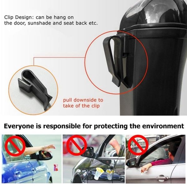 Car Mini Trash Can Multifunctional Interior Storage Box (Black) - Image 5