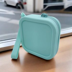 Silicone Change Storage Small Square Bag Lipstick Bank Card Earphone Zipper Storage Bag (Green)