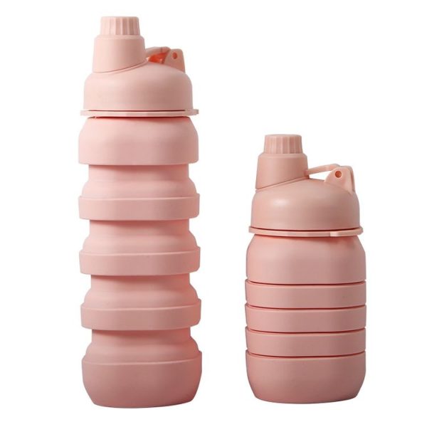 500ml Outdoor Camping Sporting Goods Large Capacity Portable Folding Silicone Kettle (Pink)