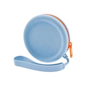 Circular Pet Snack Coin Purse Zipper Silicone Earphones Storage Bag (Sky Blue)