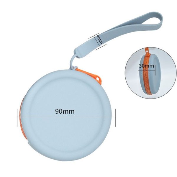 Circular Pet Snack Coin Purse Zipper Silicone Earphones Storage Bag (Sky Blue) - Image 3