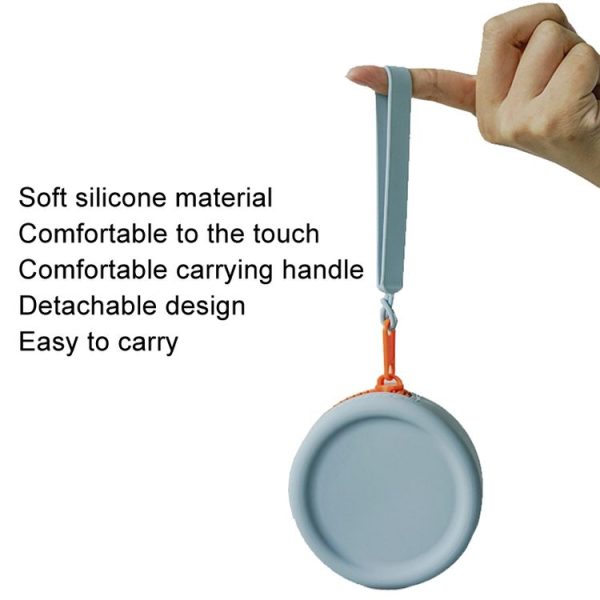 Circular Pet Snack Coin Purse Zipper Silicone Earphones Storage Bag (Sky Blue) - Image 6