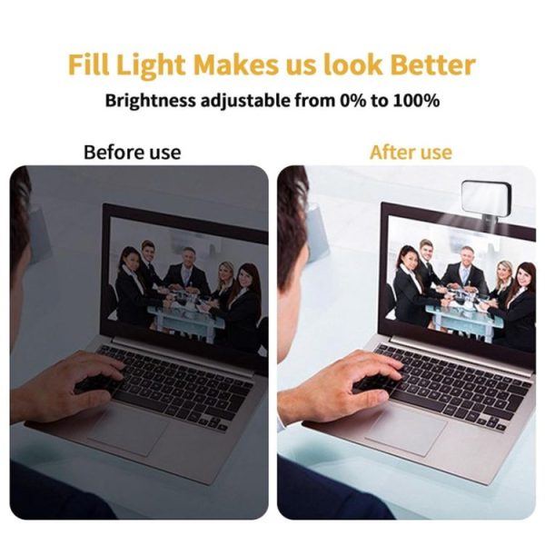Selfie Fill Light Rechargeable 3 Color Temperature Clip On For Phone, Laptop, Tablet Meeting (Black) - Image 5