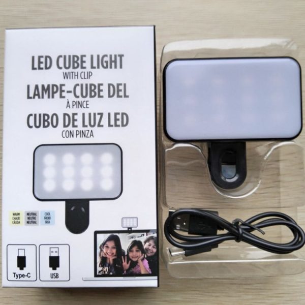 Selfie Fill Light Rechargeable 3 Color Temperature Clip On For Phone, Laptop, Tablet Meeting (Black) - Image 9