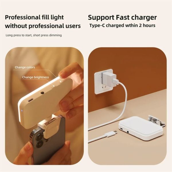 66 LEDs Selfie Fill Light Rechargeable 3 Modes Clip-on Pocket Light For Phone, Laptop, Tablet Meeting (White) - Image 10