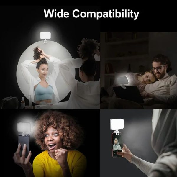66 LEDs Selfie Fill Light Rechargeable 3 Modes Clip-on Pocket Light For Phone, Laptop, Tablet Meeting (White) - Image 11