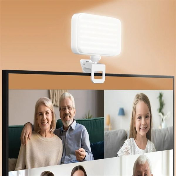 66 LEDs Selfie Fill Light Rechargeable 3 Modes Clip-on Pocket Light For Phone, Laptop, Tablet Meeting (White) - Image 12