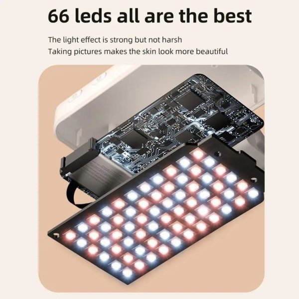 66 LEDs Selfie Fill Light Rechargeable 3 Modes Clip-on Pocket Light For Phone, Laptop, Tablet Meeting (White) - Image 7