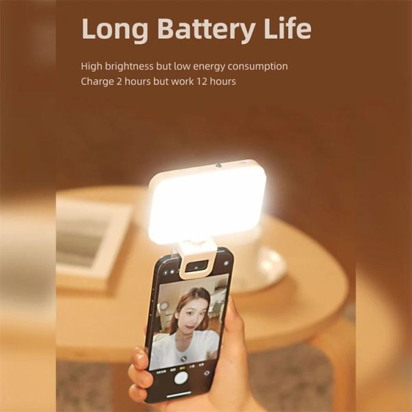 66 LEDs Selfie Fill Light Rechargeable 3 Modes Clip-on Pocket Light For Phone, Laptop, Tablet Meeting (White) - Image 8