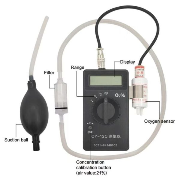 CY-12C Portable Oxygen Analyzer Full Range Oxygen Measurement Device - Image 3
