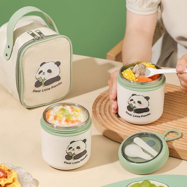 304 Stainless Steel Breakfast Cup Insulated Soup Cup with Lid and Spoon, Spec: Panda+Stickers - Image 10