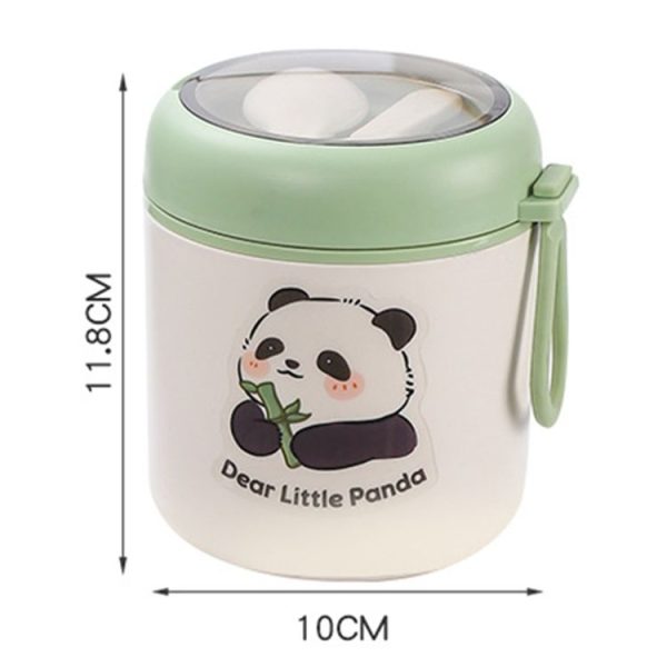 304 Stainless Steel Breakfast Cup Insulated Soup Cup with Lid and Spoon, Spec: Panda+Stickers - Image 2