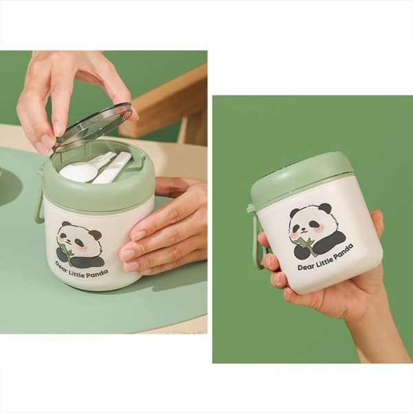 304 Stainless Steel Breakfast Cup Insulated Soup Cup with Lid and Spoon, Spec: Panda+Stickers - Image 3