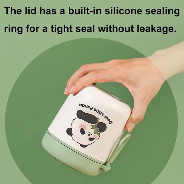 304 Stainless Steel Breakfast Cup Insulated Soup Cup with Lid and Spoon, Spec: Panda+Stickers - Image 5