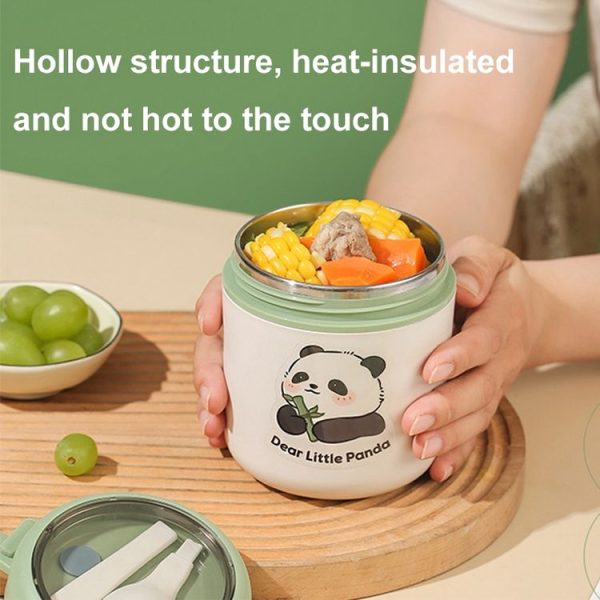 304 Stainless Steel Breakfast Cup Insulated Soup Cup with Lid and Spoon, Spec: Panda+Stickers - Image 6