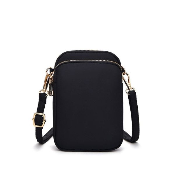 Crossbody Mobile Phone Bag Mini Vertical Coin Purse For Women Back Headphone Hole Design (Black)