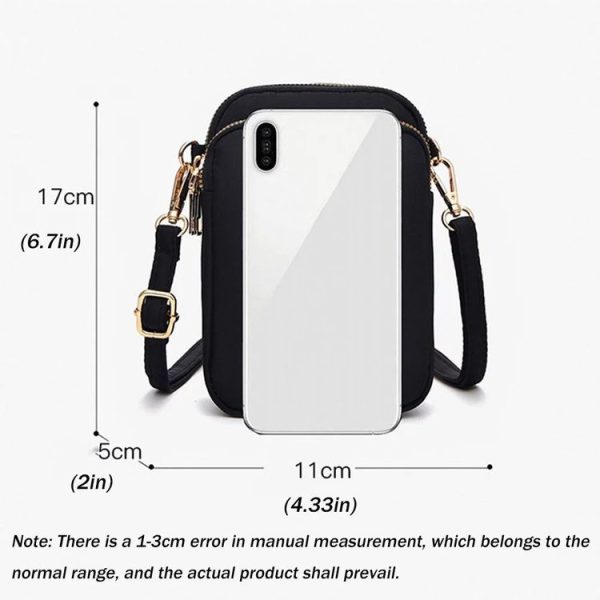 Crossbody Mobile Phone Bag Mini Vertical Coin Purse For Women Back Headphone Hole Design (Black) - Image 10