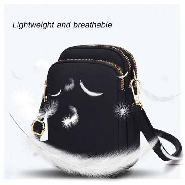 Crossbody Mobile Phone Bag Mini Vertical Coin Purse For Women Back Headphone Hole Design (Black) - Image 3