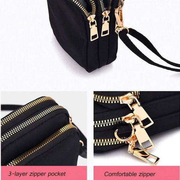 Crossbody Mobile Phone Bag Mini Vertical Coin Purse For Women Back Headphone Hole Design (Black) - Image 4