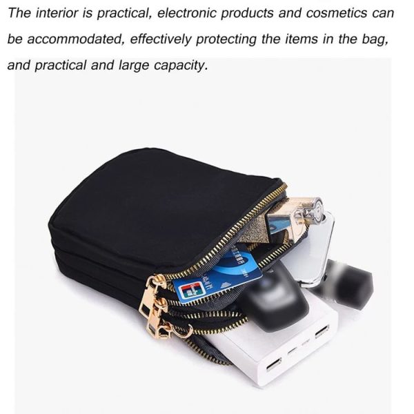 Crossbody Mobile Phone Bag Mini Vertical Coin Purse For Women Back Headphone Hole Design (Black) - Image 5