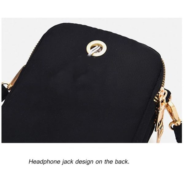 Crossbody Mobile Phone Bag Mini Vertical Coin Purse For Women Back Headphone Hole Design (Black) - Image 8