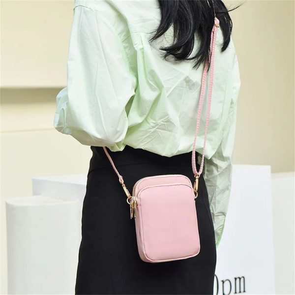 Crossbody Mobile Phone Bag Mini Vertical Coin Purse For Women Back Headphone Hole Design (Black) - Image 9