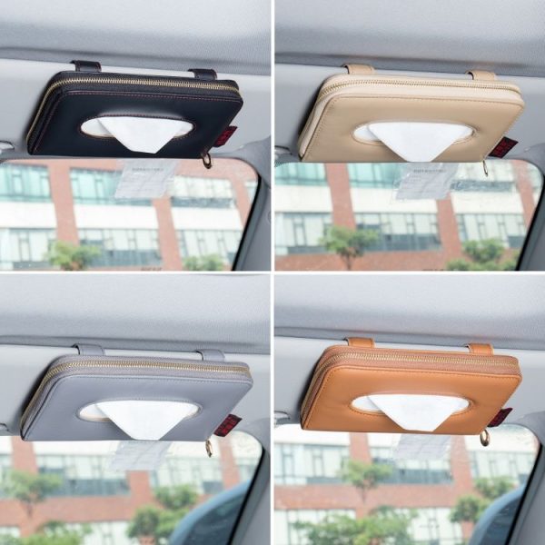Car Sun Visor Skylight Hanging Tissue Box (H055 Black) - Image 2