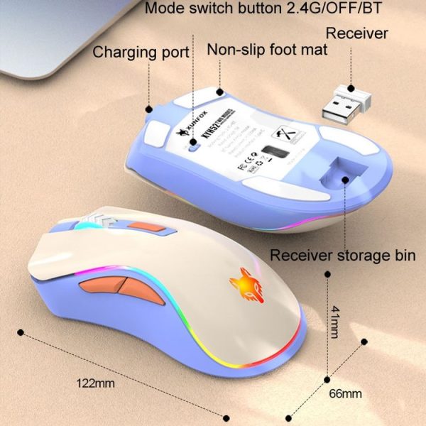 XUNSVFOX XYH52 Wireless Dual Mode Mouse Rechargeable And Silent Office Gaming Mouse (Lake Blue) - Image 3