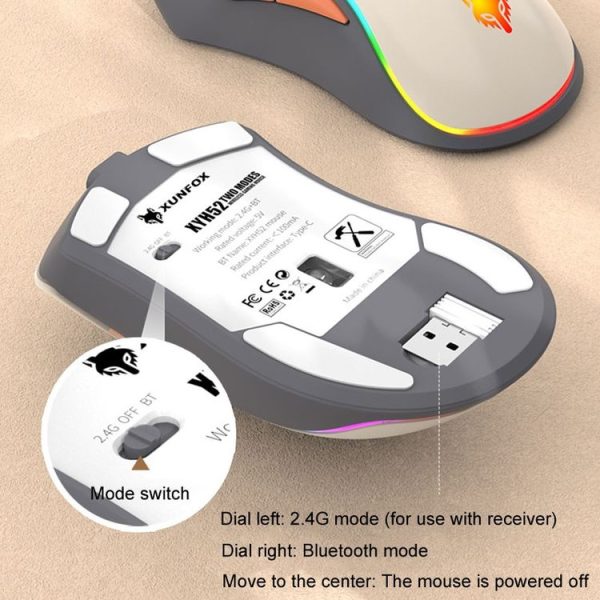 XUNSVFOX XYH52 Wireless Dual Mode Mouse Rechargeable And Silent Office Gaming Mouse (Lake Blue) - Image 6