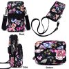 Printed Crossbody Mobile Phone Bag Mini Wallet With Arm Band, Style: Deep Blue Rose - Image 3
