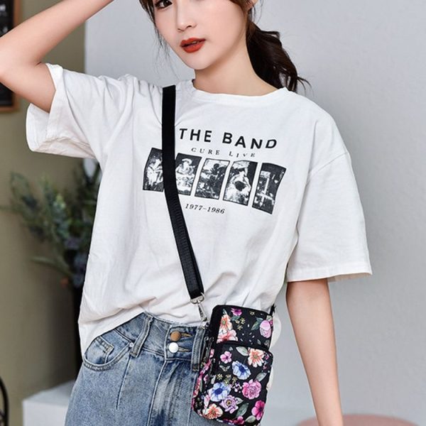 Printed Crossbody Mobile Phone Bag Mini Wallet With Arm Band, Style: Deep Blue Rose - Image 6