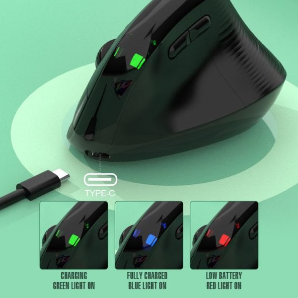 XUNSVFOX H5 Upright Vertical Dual Mode Mouse Rechargeable Wireless Business Office Mouse (Black) - Image 5
