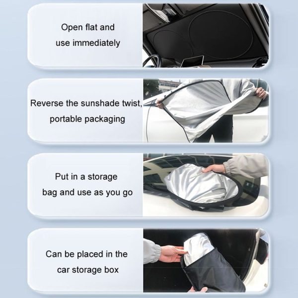 150x80cm For Tesla Car Sun Protection Heat Insulation Folding Sunshade - Image 6