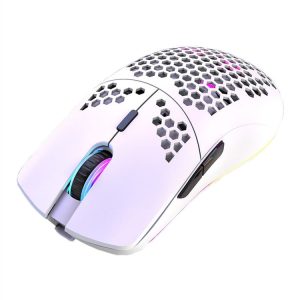 XUNSVFOX XYH80 Hollow Hole Rechargeable Wireless Gaming Mouse RGB Light Computer Office Mouse (White)