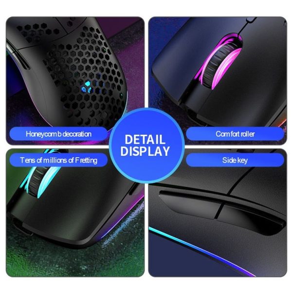 XUNSVFOX XYH80 Hollow Hole Rechargeable Wireless Gaming Mouse RGB Light Computer Office Mouse (White) - Image 6