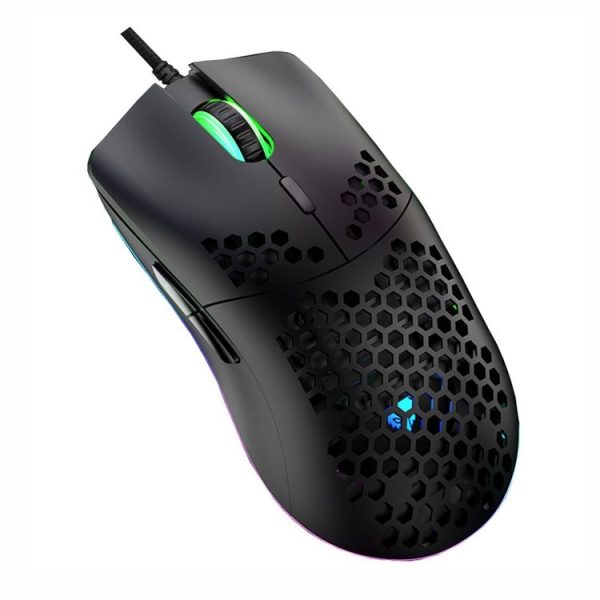 XUNSVFOX XYH90 Wired Hollow Hole Mouse RGB Illuminated Macro Programming Gaming Mouse (Black)