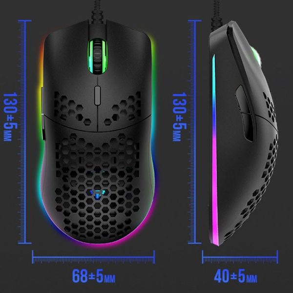 XUNSVFOX XYH90 Wired Hollow Hole Mouse RGB Illuminated Macro Programming Gaming Mouse (Black) - Image 2