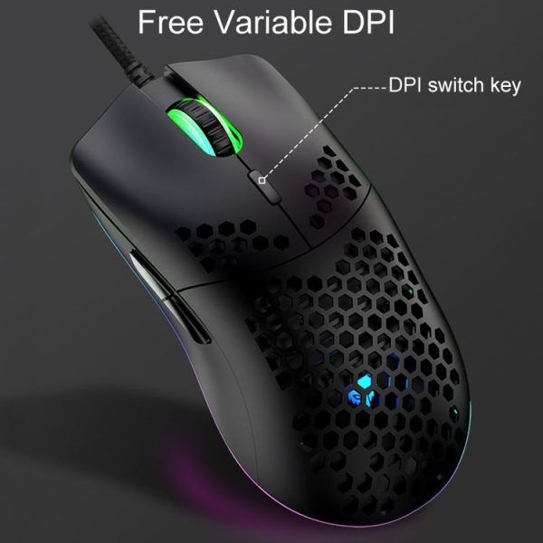 XUNSVFOX XYH90 Wired Hollow Hole Mouse RGB Illuminated Macro Programming Gaming Mouse (Black) - Image 5