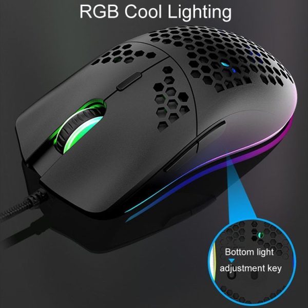 XUNSVFOX XYH90 Wired Hollow Hole Mouse RGB Illuminated Macro Programming Gaming Mouse (Black) - Image 8