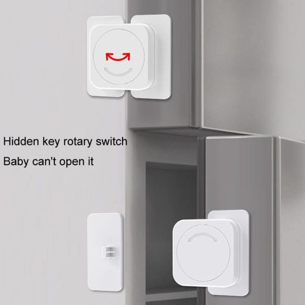 Multifunctional Baby Anti-pinch Door Latch Drawer Refrigerator Child Safety Lock (White) - Image 6