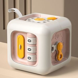 Baby Educational Multifunctional Hexahedron Montessori Early Learning Cube Toy (Pink)