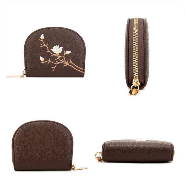 Semicircular Embroidery Large Capacity Multi-card Slot ID Card Holder (Black) - Image 2