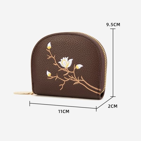 Semicircular Embroidery Large Capacity Multi-card Slot ID Card Holder (Black) - Image 3