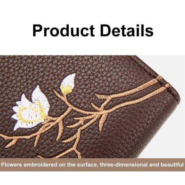 Semicircular Embroidery Large Capacity Multi-card Slot ID Card Holder (Black) - Image 4