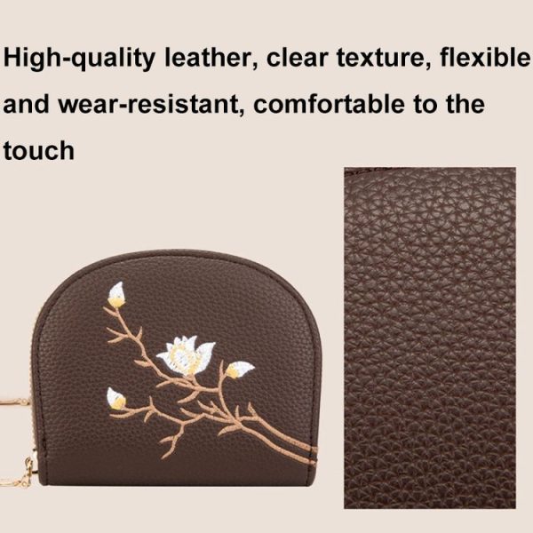 Semicircular Embroidery Large Capacity Multi-card Slot ID Card Holder (Black) - Image 7
