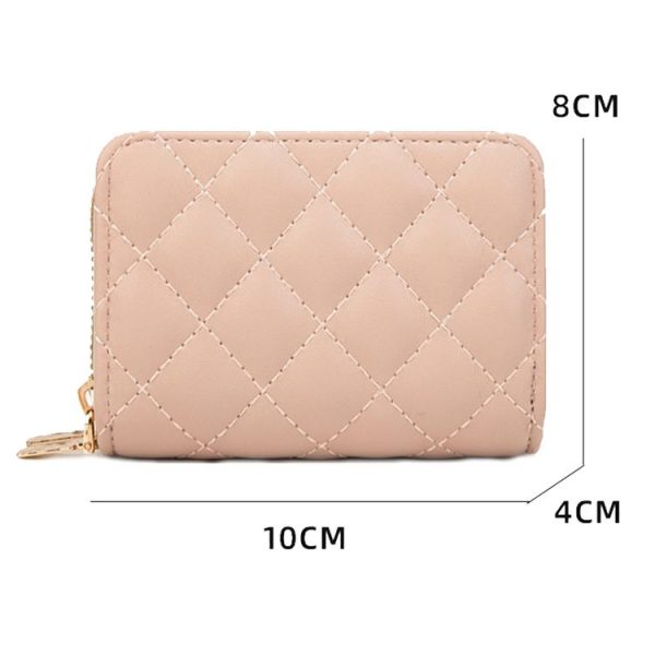 Large Capacity Double Layer Zipper Wallet Multi-card Slot Rhombus Card Holder (Grey) - Image 3