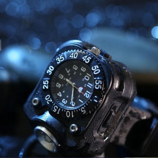 Outdoor LED Flashlight Wrist Watch With Compass Night Running Silicone Lighting Lamp (Black) - Image 5