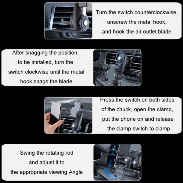 Car Multifunctional 360-degree Rotating Mobile Phone Holder (Air Outlet Model) - Image 10